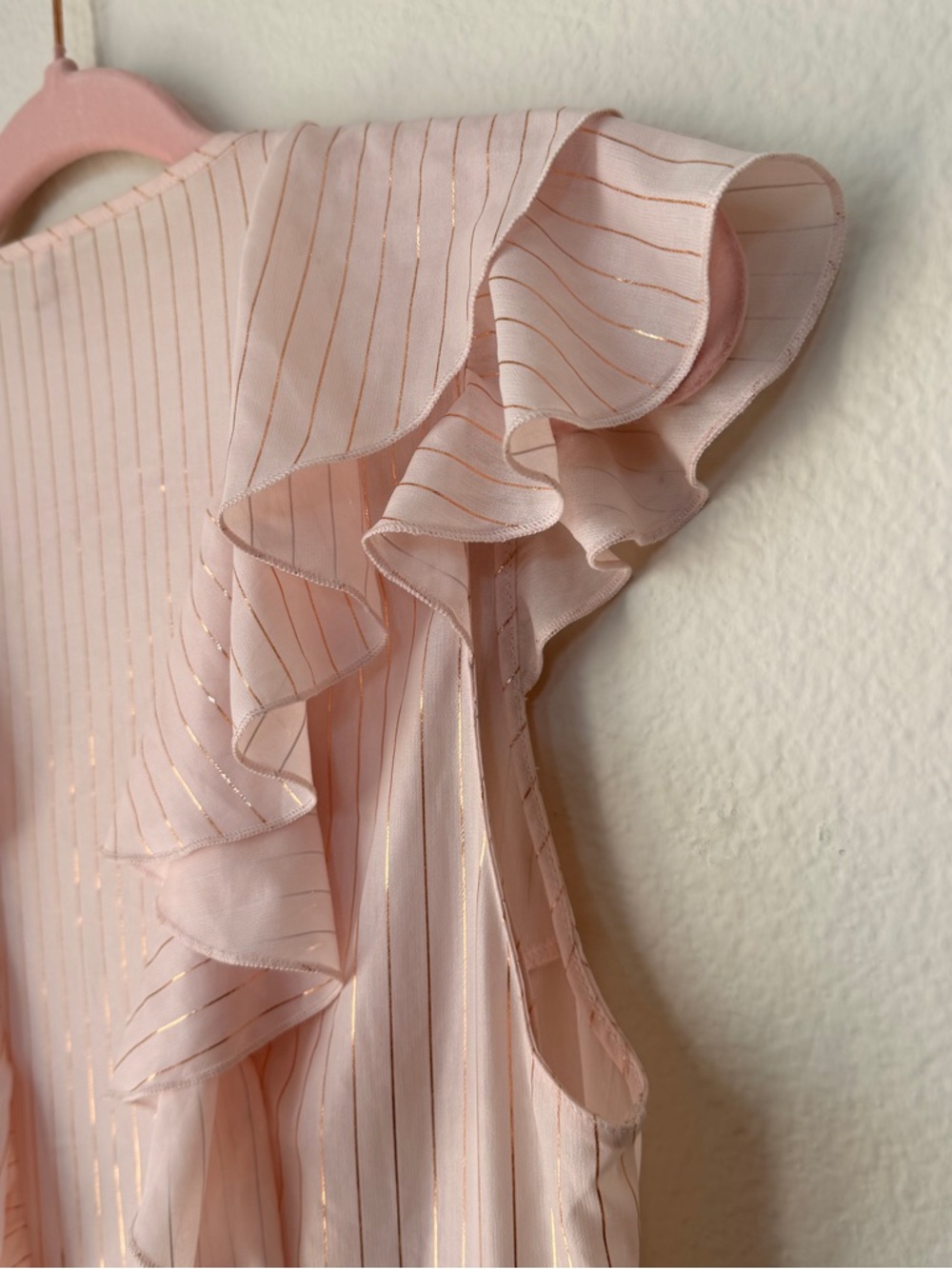 Victoria’s Secret Blush Pink Sheer Ruffle Robe Stripe Tie Front Coquette Fairy S - Picture 12 of 15